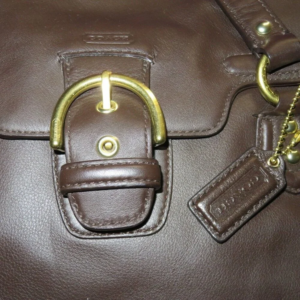 Coach 2013 Legacy Campbell Eva Brown Supple Leather Buckle Flap Crossbody Bag